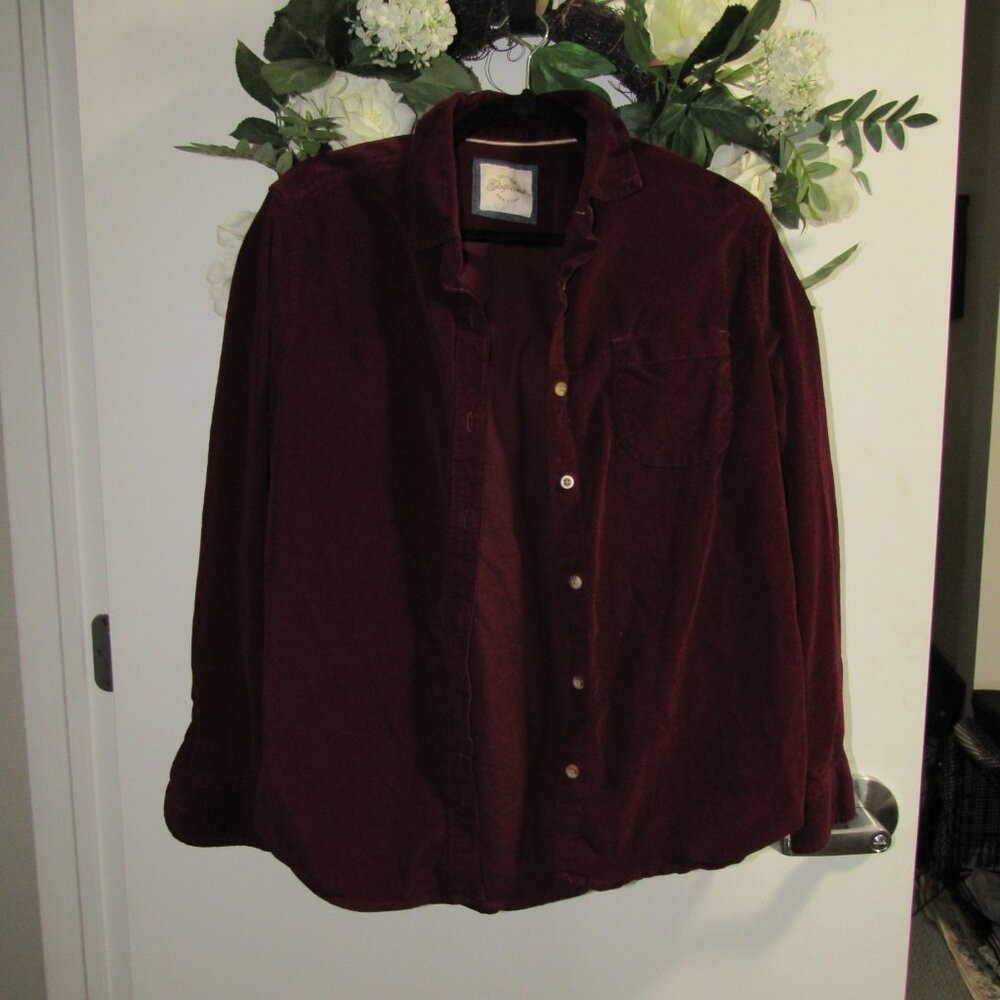 Burgundy Corduroy Women Shirt